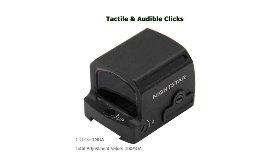 NightStar PT17G Reflex Red Dot Sight, 1x17mm, 0.86x0.67in, Black, PT17G