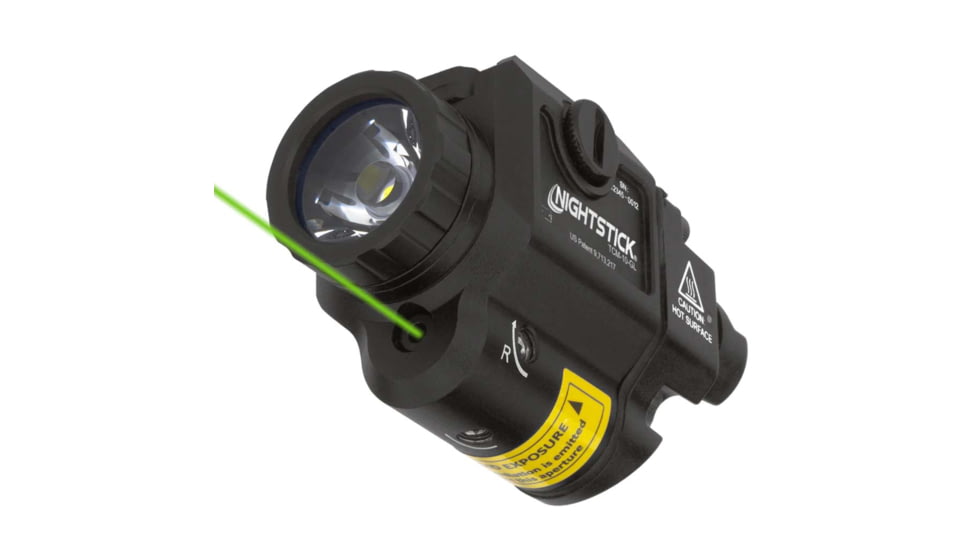 Nightstick TCM-10-GL 650 Lumens Compact LED Weapon-Mounted Light w/Green Laser, CR123, White Light, Ambidextrous, Black, TCM-10-GL