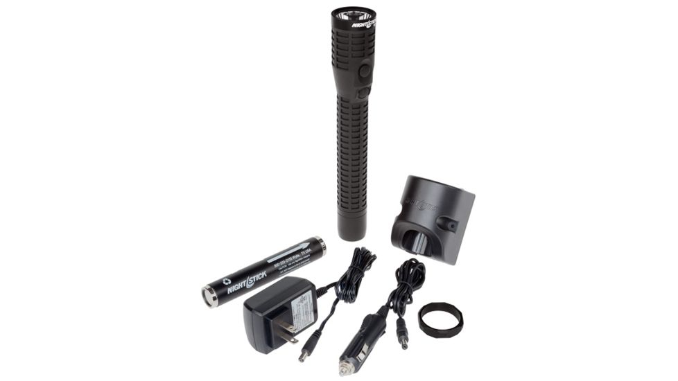 Nightstick Xtreme Lumens Duty Size Dual-Light Rechargeable 650 Lumen Polymer LED Flashlight, AC Charger, DC Charger, Battery, Black NSR-9924XL