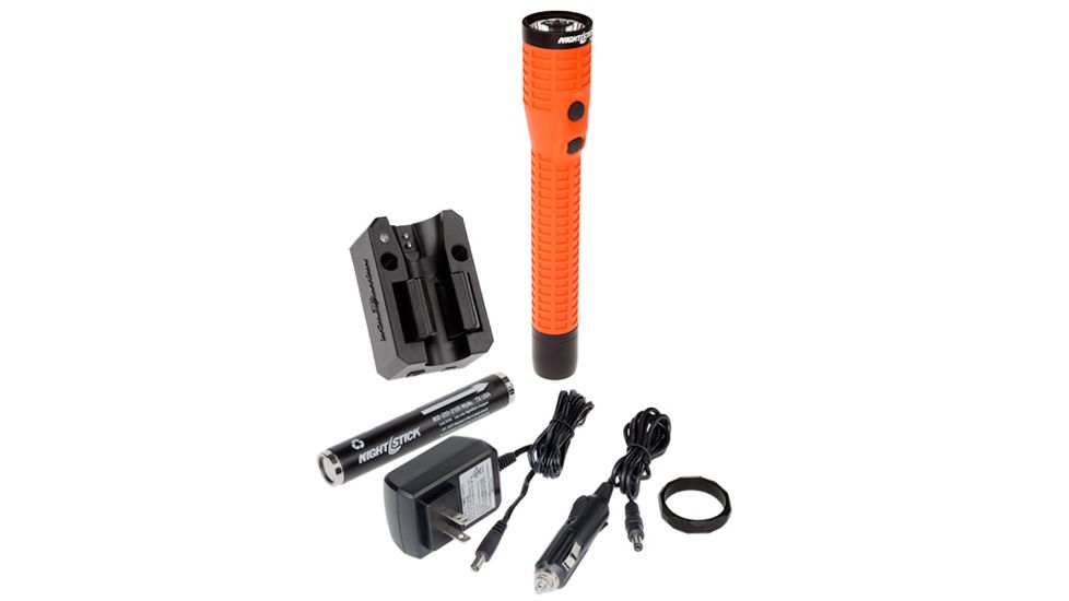 Nightstick Xtreme Lumens Duty Size Dual-Light Rechargeable 650 Lumen Polymer LED Flashlight w/Tail Cap Magnet, AC Charger, DC Charger, Battery, Red NSR-9920XL