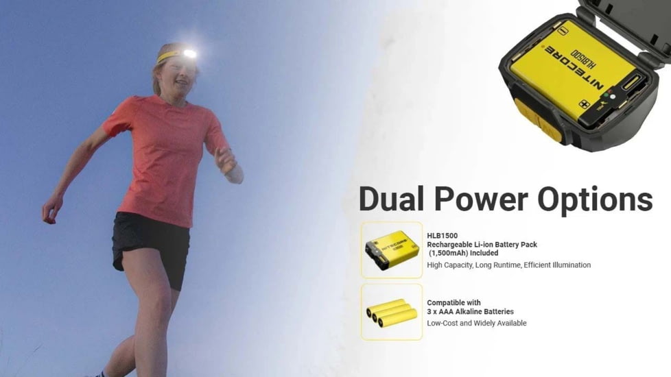Nitecore UT27 MCT Pro HLB1500 Li-ion Battery Pack/AAA 800 Lumens 3 Color Temperatures Running Headlamp