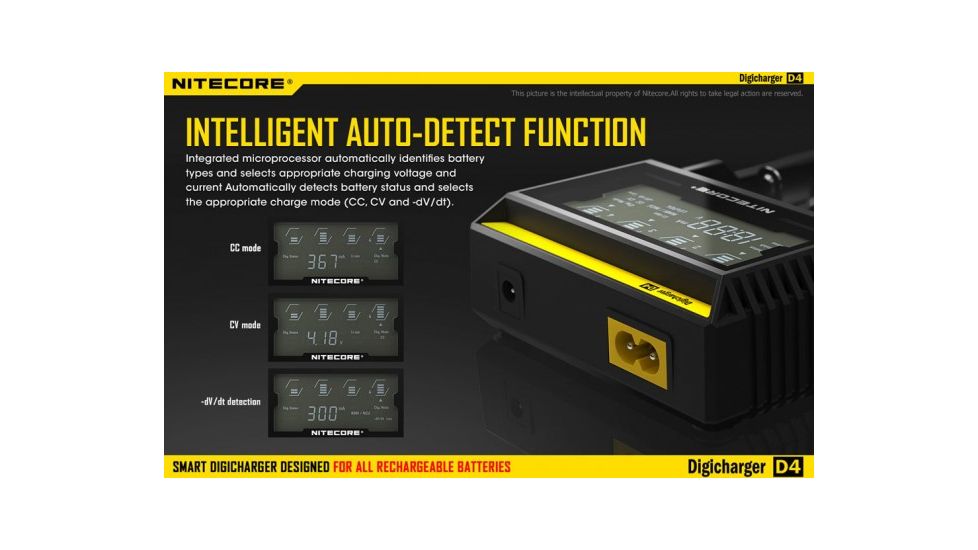 Nitecore D4 Digicharger Universal 4-Channel Smart Charger w/LCD Screen NITECORE-D4-DIGICHARGER