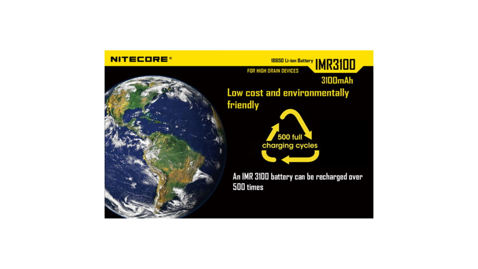 Nitecore IMR18650 for TM28, Concept 1. 3100mAH, Protected, Yellow, 6952506492220