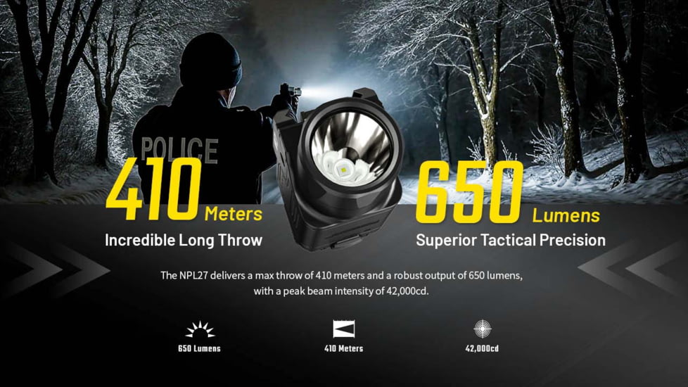 Nitecore NPL27 USB-C Rechargeable 650 Lumens LED Rail Mount Weapon Light