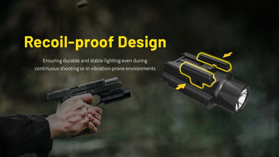 Nitecore NPL35 USB-C Rechargeable 2000 Lumens LED Rail Mount Weapon Light