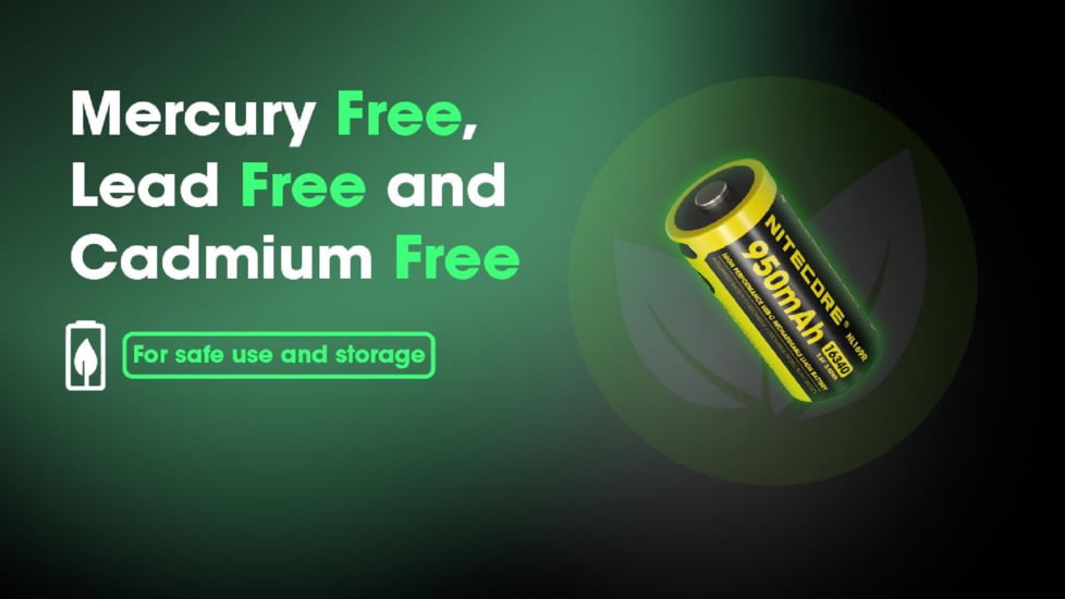 Nitecore NL169R 950mAh USB-C Rechargeable 16340 Battery, Yellow, BAT-NITE-16340-NL169R