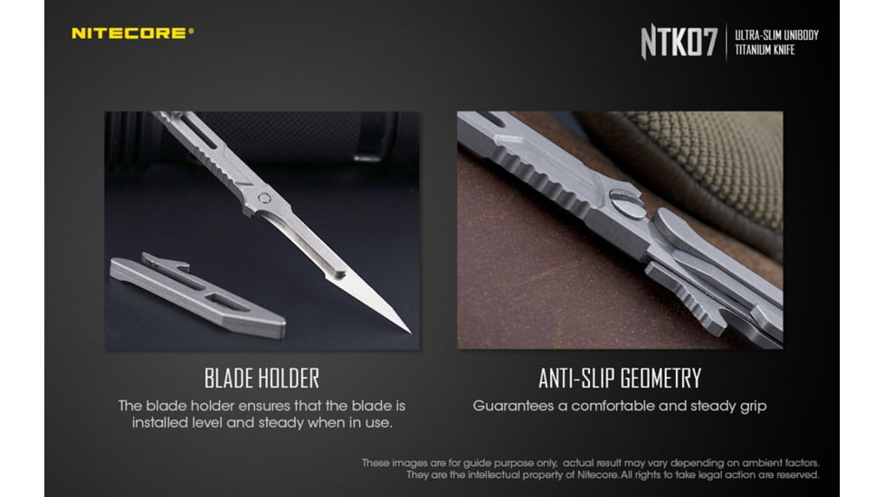 Nitecore NTK07 Titanium Knife, 4.51in, Silver, 6952506494088