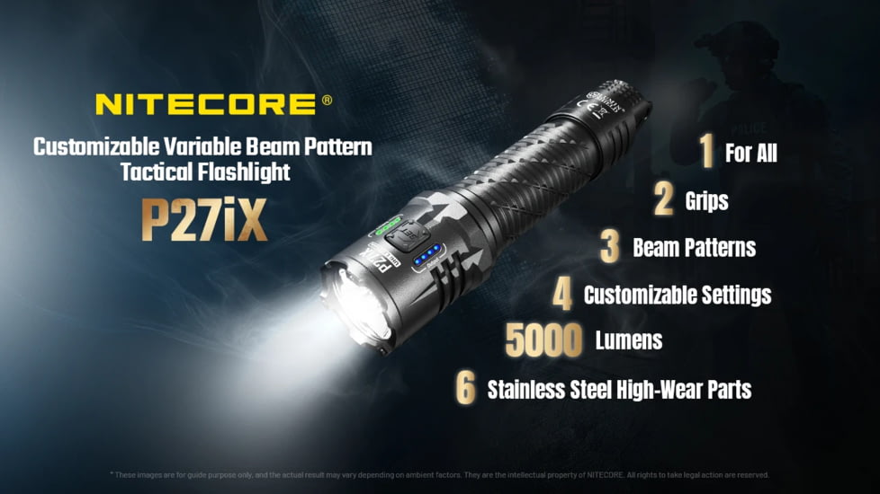 Nitecore P27iX 5000 Lumen 21700 Li-Ion Rechargeable LED Customizable Tactical Flashlight w/ Multi-Beam Modes