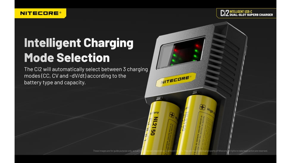 Nitecore Universal Battery Charger, Ci2, Dual-Slot, Black, 6952506495351