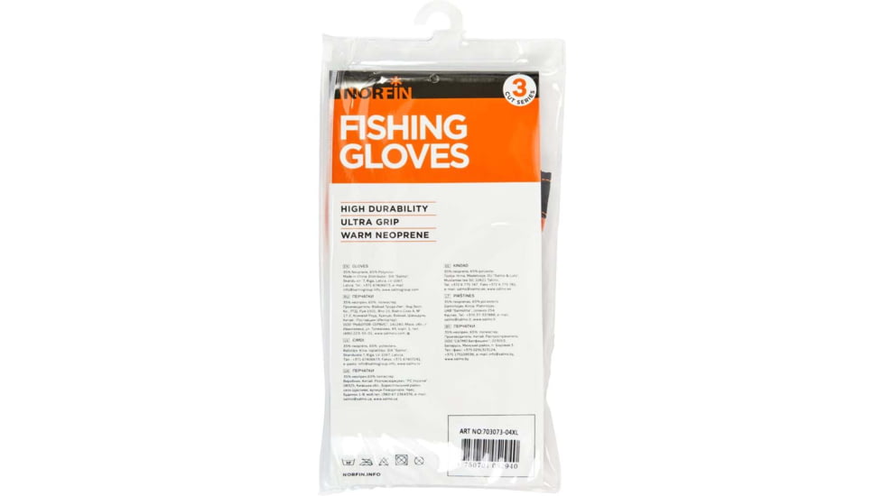 Norfin Grip 3 Cut Gloves - Men's, Orange Black, Medium, 703073-02M