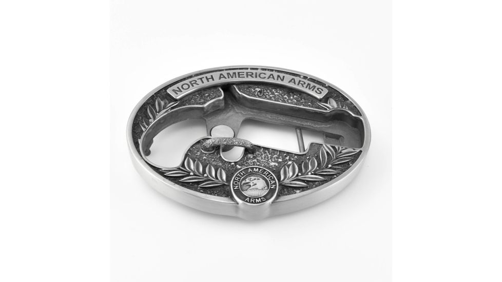 North American Arms 1 1/8 Long Rifle Ova Ornate Belt Buckle w/ Secure Clip Release, Fits Belts 1 Inch to 1 1/2 Inch, Steel, NAABBO-L