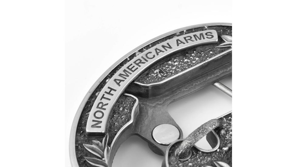 North American Arms 1 1/8 Long Rifle Ova Ornate Belt Buckle w/ Secure Clip Release, Fits Belts 1 Inch to 1 1/2 Inch, Steel, NAABBO-L