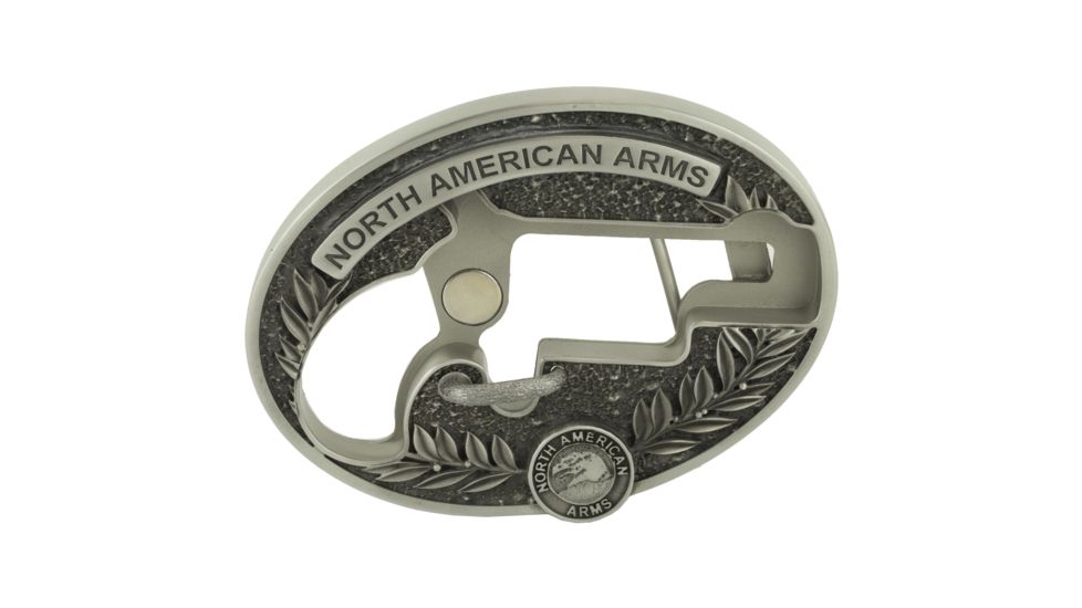 North American Arms 1 1/8 Long Rifle Ova Ornate Belt Buckle w/ Secure Clip Release, Fits Belts 1 Inch to 1 1/2 Inch, Steel, NAABBO-L