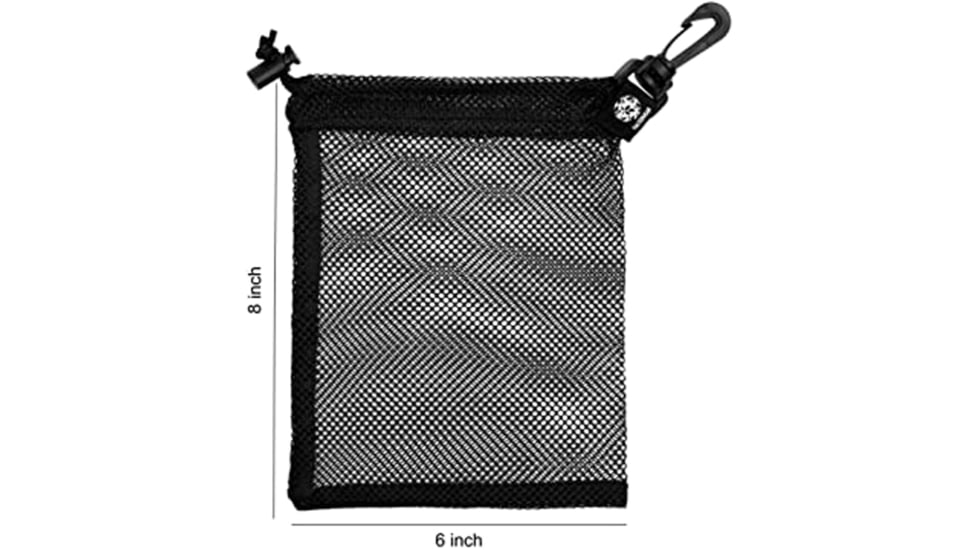 Odin's Innovations Mesh Drawstring Bag w/ Clip, Black, 1409990