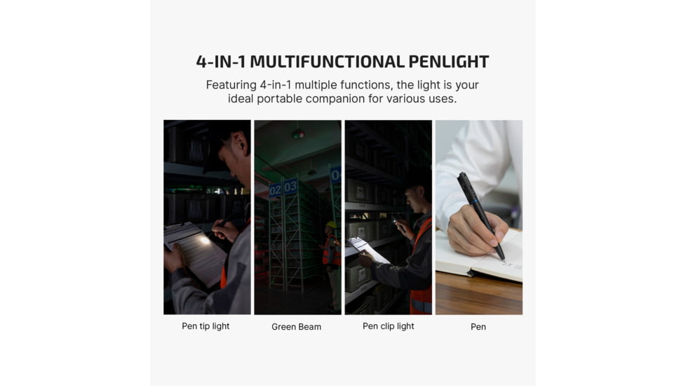 Olight O Pen 3 EDC Pen with Tip and Clip Lights and Green Laser Pointer