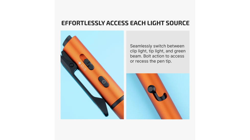 Olight O Pen 3 EDC Pen with Tip and Clip Lights and Green Laser Pointer