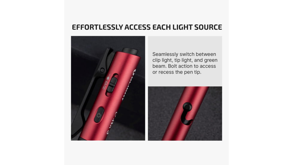 Olight O Pen 3 EDC Pen with Tip and Clip Lights and Green Laser Pointer