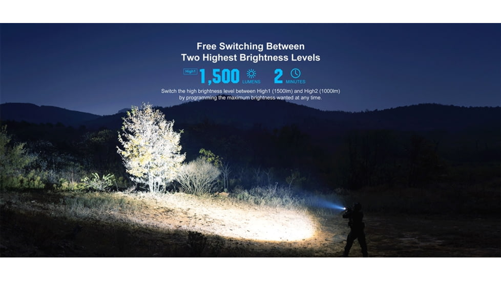 Olight PL-3R Valkyrie LED Rechargeable Mountable Tactical Flashlight, 1500 Lumen, Black, FL-OL-PL3R-BK