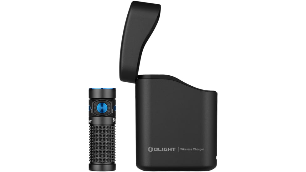 Olight Baton 4 Premium Edition 1300 Lumens LED Flashlight w/ Wireless Charging Case, Black, BATON4KITBK