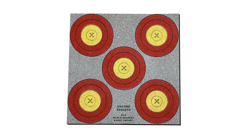 Oncore Targets 5 Spot Outdoor Self-Healing Archery Target, Red/Yellow/Grey, Medium, ST-4