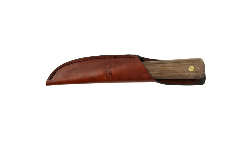 Ontario Knife Old Hickory Fish and Small Game Knife, 4in Blade, Hardwood Handle, Leather Sheath, Small, 7024