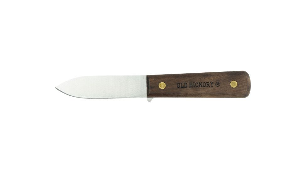 Ontario Knife Old Hickory Fish and Small Game Knife, 4in Blade, Hardwood Handle, Leather Sheath, Small, 7024