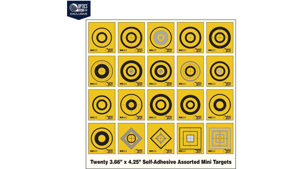 OP Exclusive - EZ2C Targets Self-Adhesive Mini 20 Assorted Styles 3.67x4.25in Yellow and Black Ink, Tear-Off Pad of 20, Yellow, EZ2CM20Y