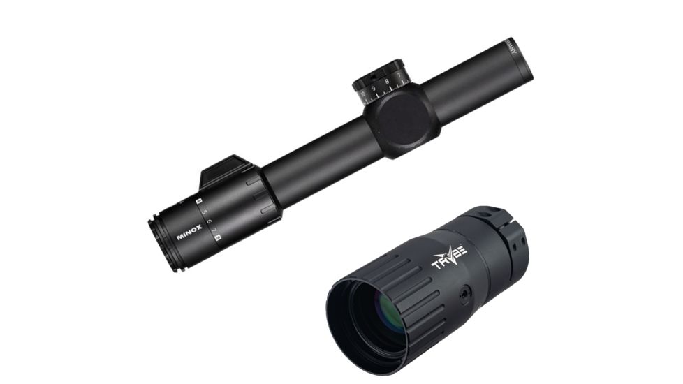 OP Exclusive - Minox ZP8 1-8x24 MR10+ Rifle Scope, Black, 66590 w/ Trybe Optics Enhancer - Magnification Doubler