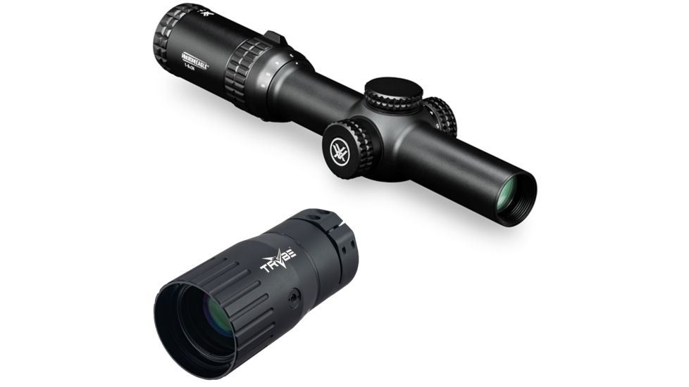 OP Exclusive - Vortex Strike Eagle 1-6x24 AR-BDC reticle , MOA SE-1624-1 w/ Trybe Optics Enhancer - Magnification Doubler