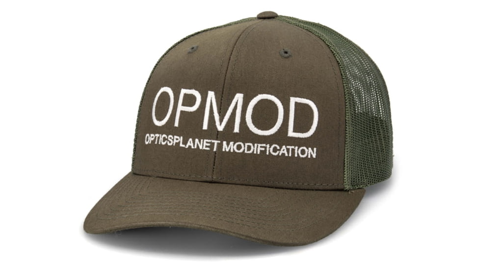 OPMOD Trucker Hat Embroidered Logo, Dark Loden/Loden, OPM-Dark Loden/Loden