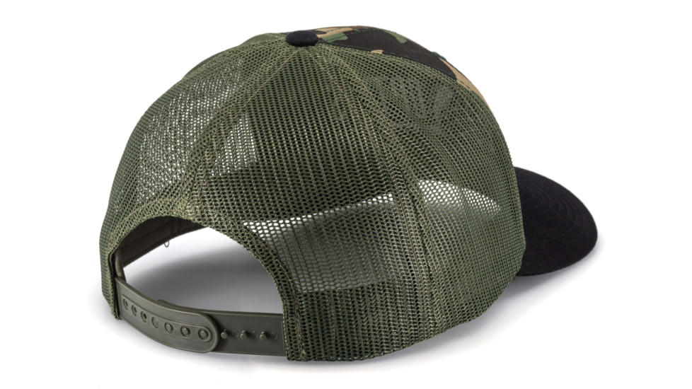 OPMOD Trucker Hat Embroidered Logo, Green Camo/Loden/Black, OPM-Gro/Lod/Bla Camden/Bck
