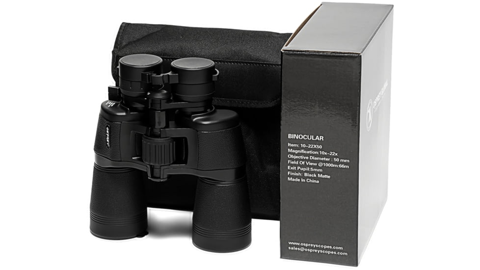 Osprey Global 10-22x50mm Roof Prism Binoculars, Black, 10-22X50 Binocular
