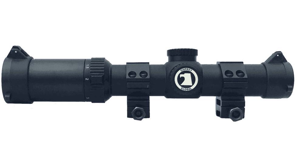 Osprey Global Tactical 1-4x24 LPVO Rifle Scope, 30mm Tube, MilDot Reticle, Black, 1-4X24MDG