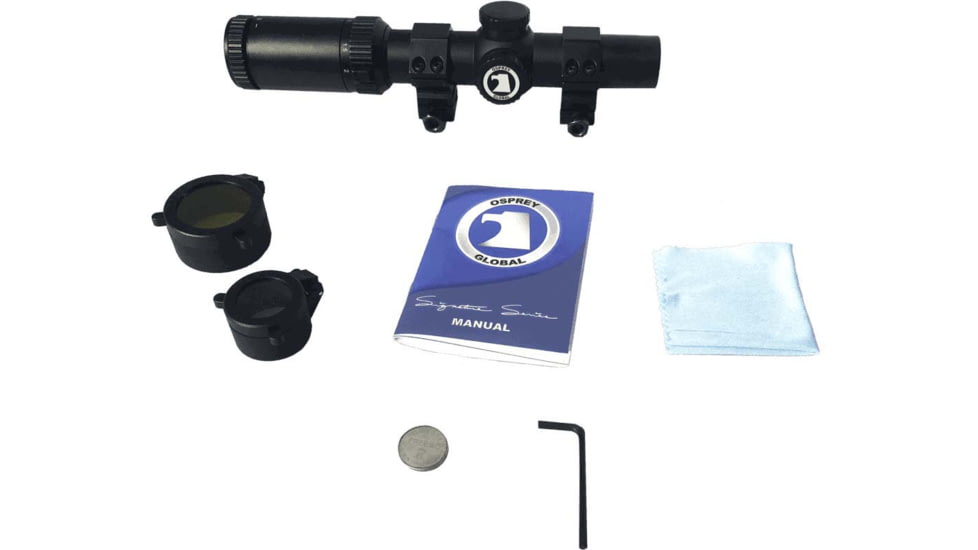 Osprey Global Tactical 1-4x24 LPVO Rifle Scope, 30mm Tube, MilDot Reticle, Black, 1-4X24MDG