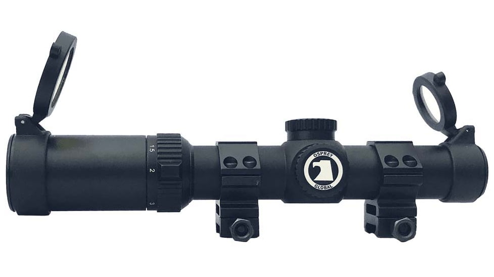 Osprey Global Tactical 1-4x24 LPVO Rifle Scope, 30mm Tube, MilDot Reticle, Black, 1-4X24MDG