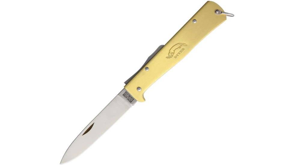 OTTER-Messer Mercator Clip Brass Stainless Folding Knife, 3.5 satin finish stainless blade, Brass handle, 10-736 RG R