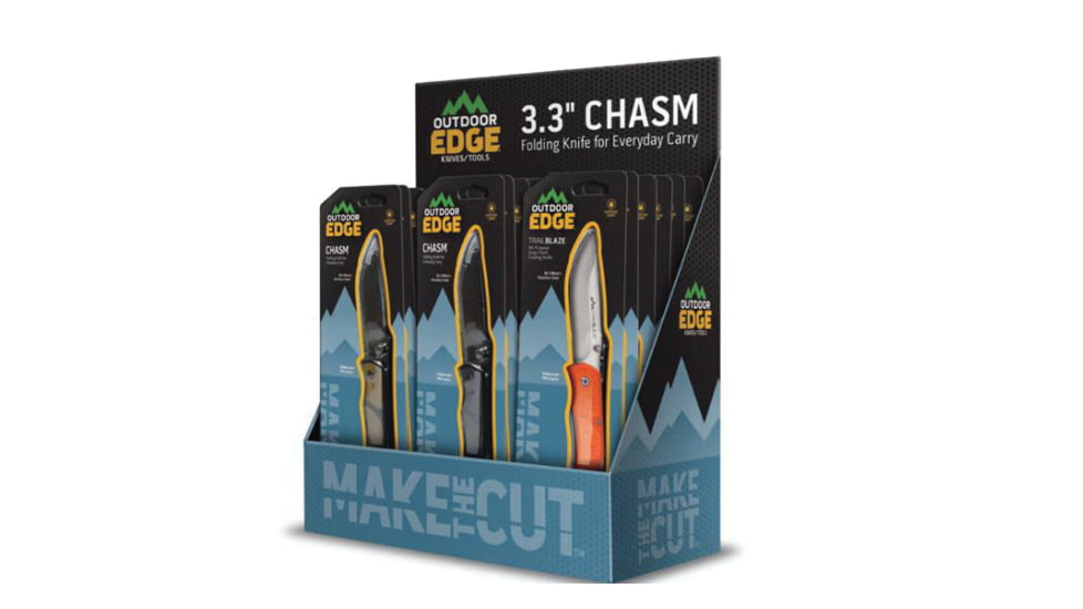 Outdoor Edge Cutlery 18 Piece 3.3 Chasm PDQ Display, 3.3in, 8Cr13MoV, Zytel Handle, C33D-18