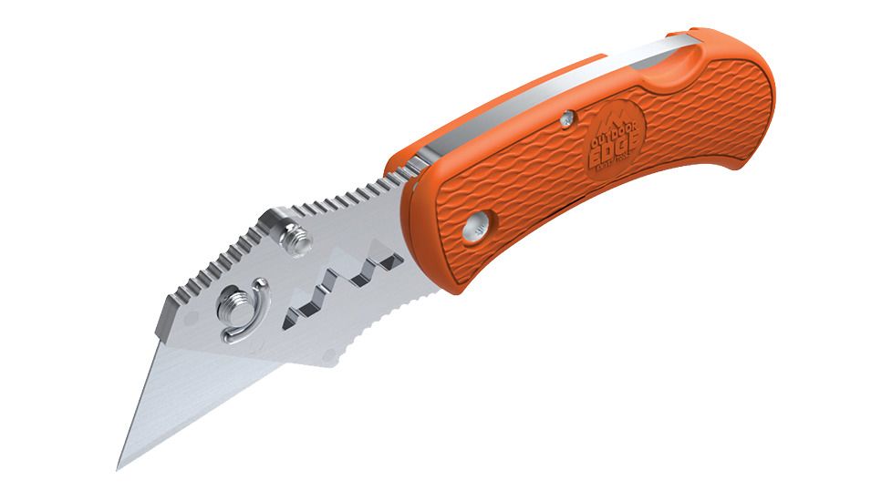 Outdoor Edge Cutlery B.O.A. Box Opening Assistant, 420J2 Stainless Steel 1in Blade, Glass/Nylon Polymer Handle, Orange BOB-10C