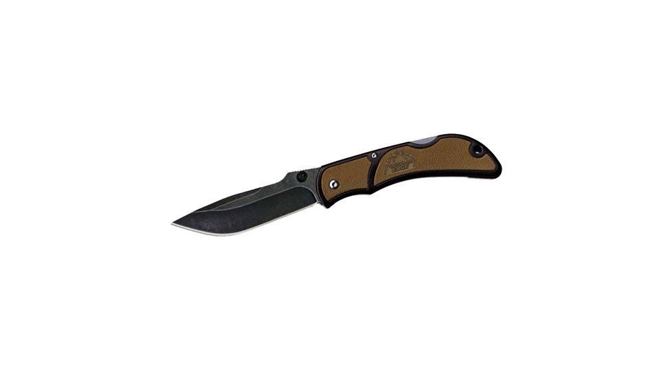 Outdoor Edge Cutlery Chasm Folding Knife,3.3in 8Cr13MoV Stainless Plain Edge Blade,Medium,Brown Handle CHC-33
