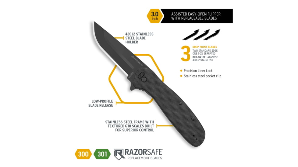 Outdoor Edge Cutlery Outdoor Edge Razor Vx2 3 Fldr Black G-10 Spring Assist