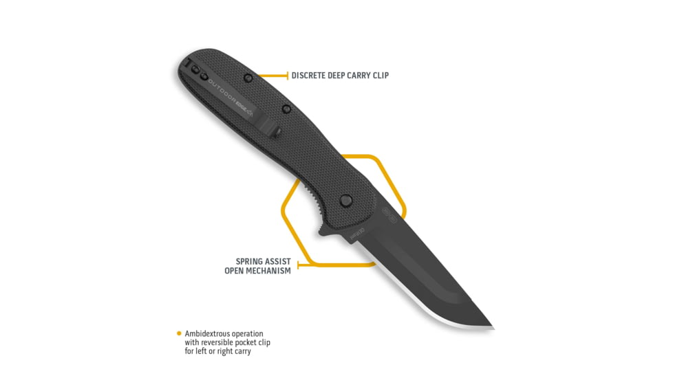 Outdoor Edge Cutlery Razor VX2 Spring Assist Folding Knife, 3in, Black Japanese 420J2 Stainless Blade, Black G10 Handle, VX230BC