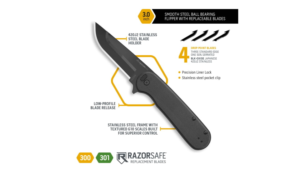 Outdoor Edge Cutlery Outdoor Edge Razor Vx3 3 Folder Black G-10 Ss