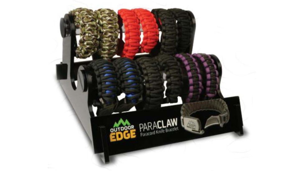 Outdoor Edge Cutlery 18 Piece Paraclaw Display w/ 0 Trainers &amp; Option B, 1.5in Blade, 8Cr13MoV, Paracord Handle, PCD-18B