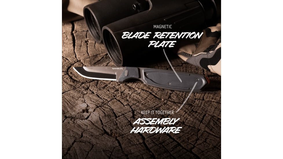 Outdoor Edge Cutlery RAZOR APX 2.5in Fixed Blade Knife, Titanium Coated Frame w/5 Blades, One Size, APX255C