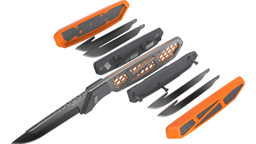 Outdoor Edge Cutlery RAZOR APX 3in Fixed Blade Knife, Titanium Coated Frame w/7 Blades, One Size, APXS306C