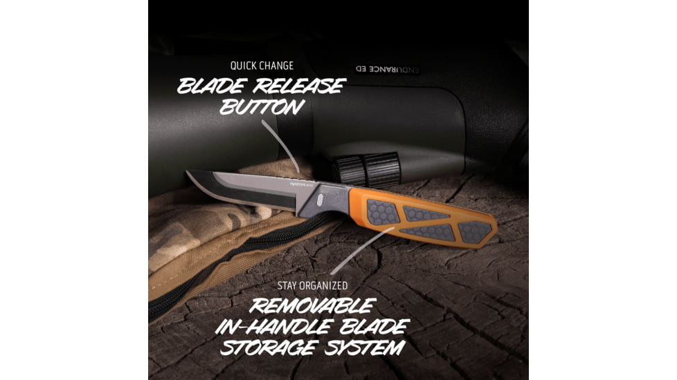 Outdoor Edge Cutlery RAZOR APX 3in Fixed Blade Knife, Titanium Coated Frame w/7 Blades, One Size, APXS306C
