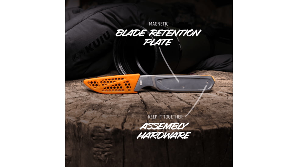 Outdoor Edge Cutlery RAZOR APX 3in Fixed Blade Knife, Titanium Coated Frame w/7 Blades, One Size, APXS306C