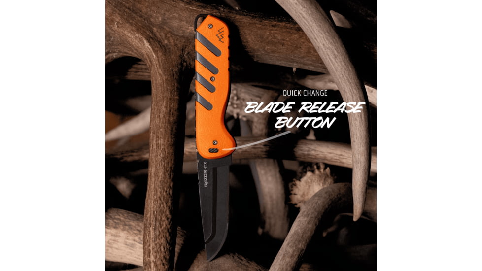 Outdoor Edge Cutlery RAZOR HTX 3.5in Fixed Blade Knife, Grey/Orange, One Size, HTX35B6C
