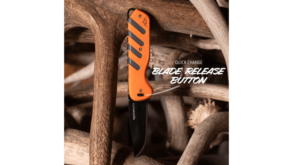 Outdoor Edge Cutlery RAZOR HTX 3in Fixed Blade Knife w/ Blade Pod, Gray/Orange, One Size, HTX30B6C