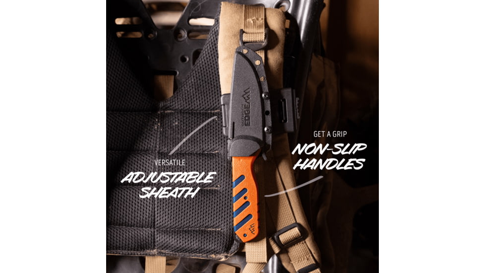 Outdoor Edge Cutlery RAZOR HTX 3in Fixed Blade Knife w/ Blade Pod, Gray/Orange, One Size, HTX30B6C
